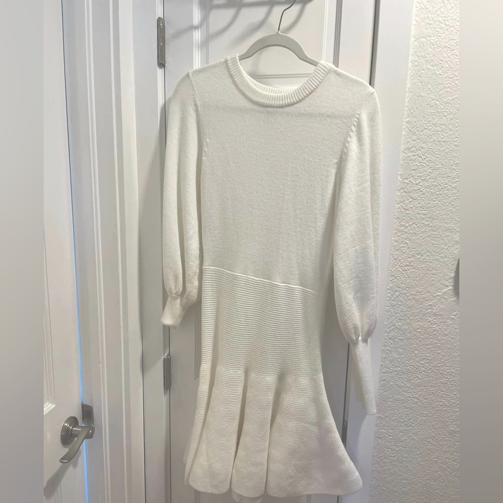 White sweater dress